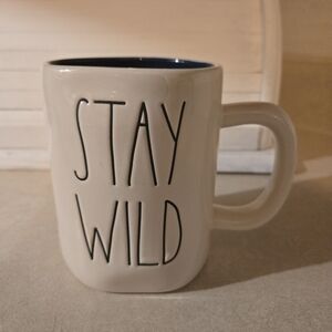 Rae Dunn Stay Wild Mountains Outdoorsy White Mug